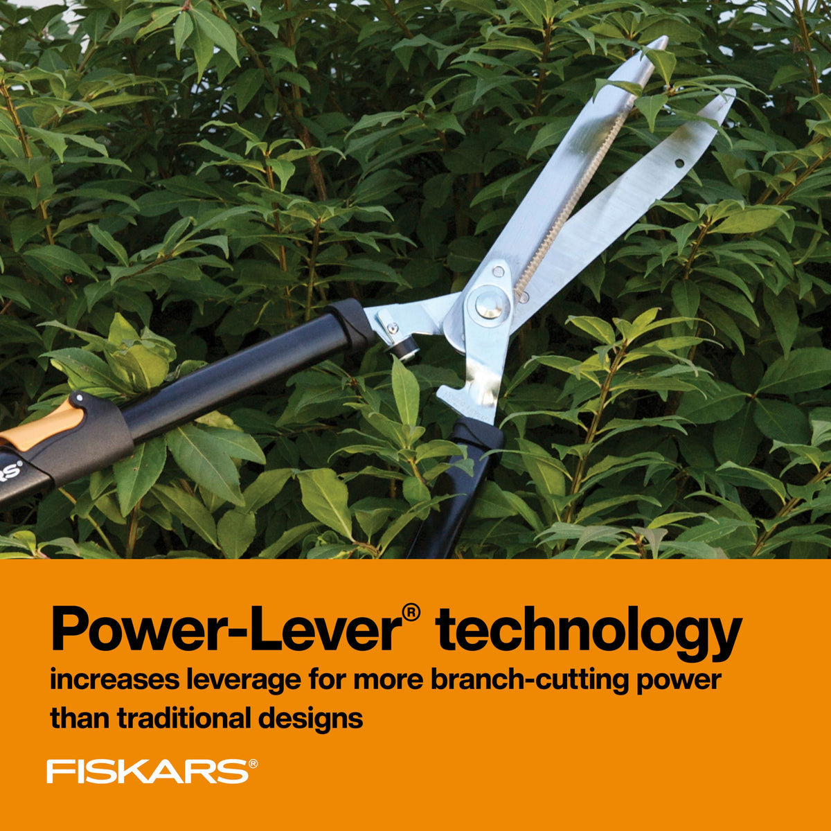 Fiskars 25"-33" Power-Lever Extendable Garden Hedge Shears, 10” Blades