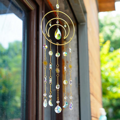 H&D HYALINE & DORA Crystal Suncatcher Moon Sun Catcher Window Suncatchers Crystal Wind Chimes for