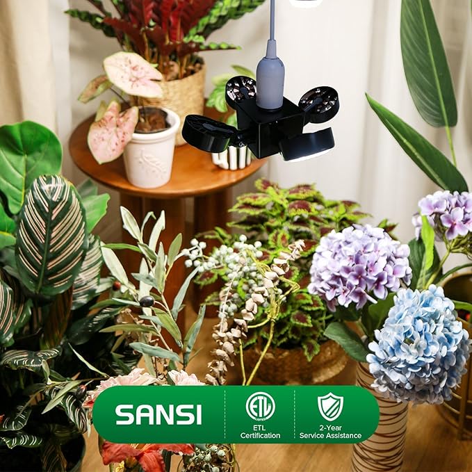SANSI Grow Lights for Indoor Plants, Full Spectrum with Remote Control, Dimmable, Auto On Off 4 8