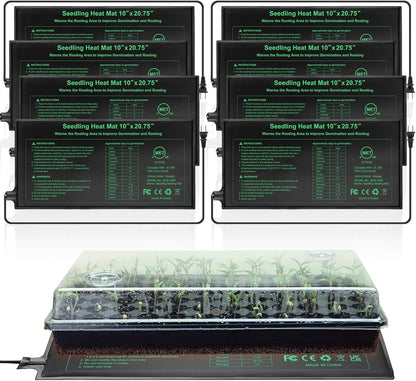 Seedling Heat Mat 8 Pack, 10" x 20.75" MET-Certified Warm Hydroponic Heating Pad, Waterproof Warm