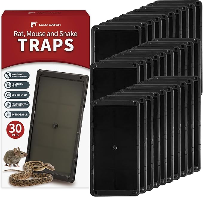 LULUCATCH Super Glue Traps 30 Pack for Mice & Snakes, Larger, Heavier Sticky Traps with Non-Toxic