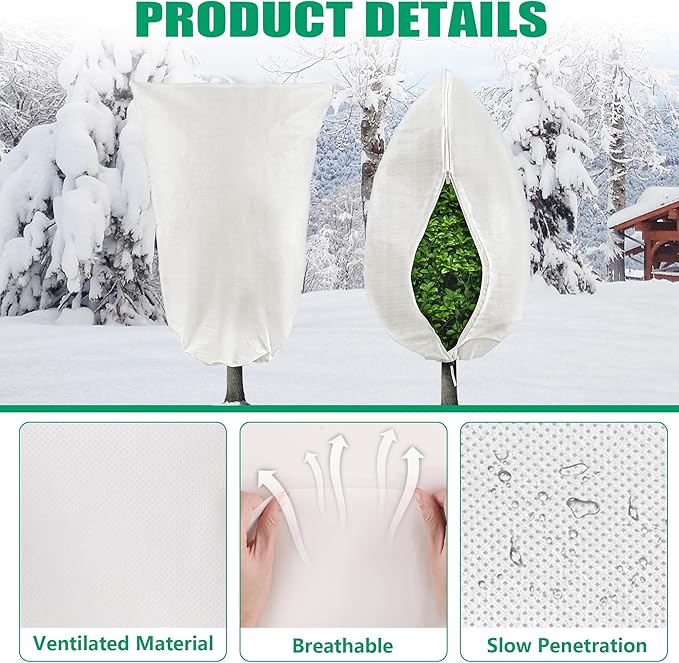 Plant Covers Freeze Protection, 1 Pack 78''× 95'' White Frost Cloths Blankets with Zipper