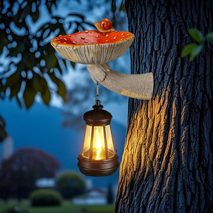 Mushroom with Snail and Lantern Cute Solar Statue Light Garden Decoration Resin Decoration Painted