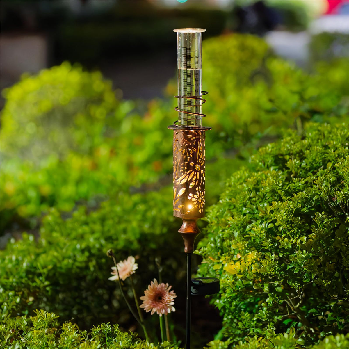 VEWOGIFT Rain Gauge Outdoor, Solar Water Gauge for Rain
