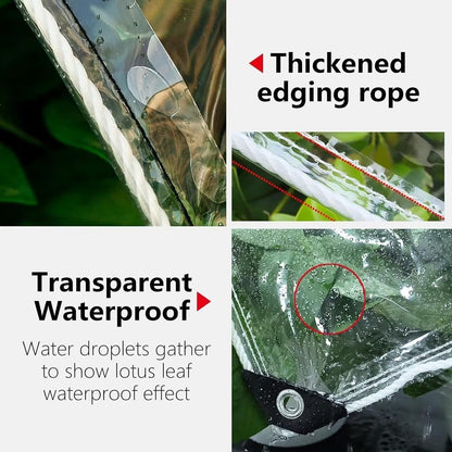 8' X 12' Clear Vinyl Tarp, 14 Mil Clear Tarps Heavy Duty Water Resistant, 400g/m² Thickened Tear