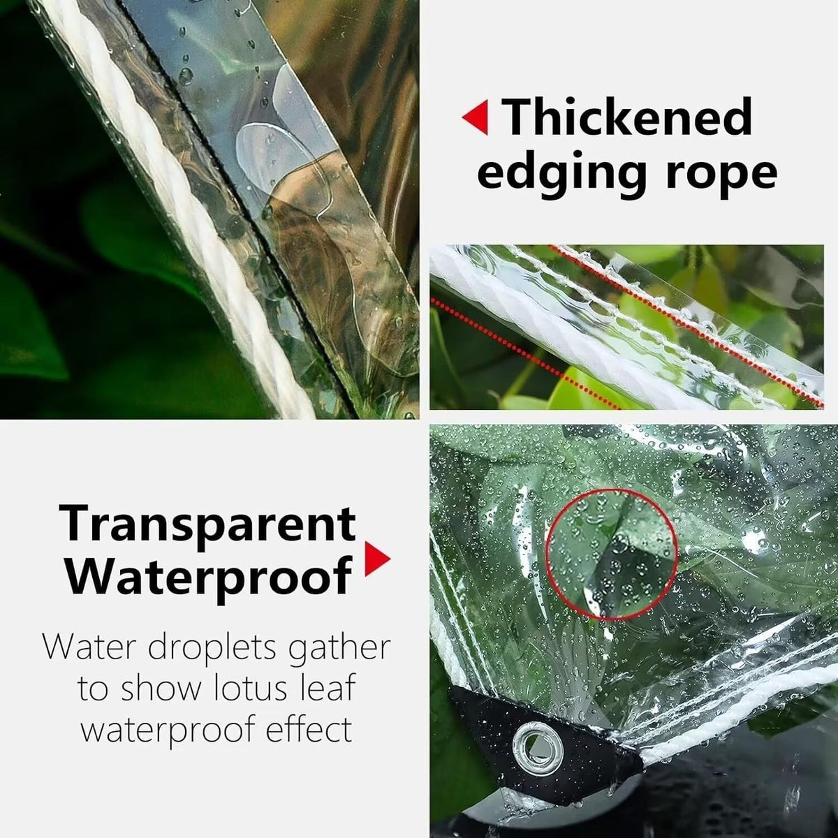 12' X 16' Clear Vinyl Tarp, 14 Mil Clear Tarps Heavy Duty Water Resistant, 400g/m² Thickened Tear