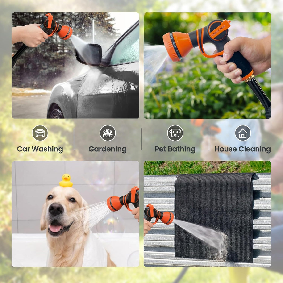 Giraffe Tools Garden Hose 100FT Lightweight Lay Flat Water Hose Kink Free Flexible Hose with 9