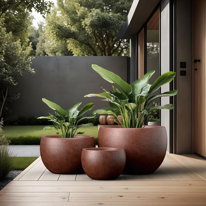 Kante 19.9",15.7",11.8" Dia Round Concrete Planter Set of 3, Outdoor/Indoor Large Bowl Plant Pots