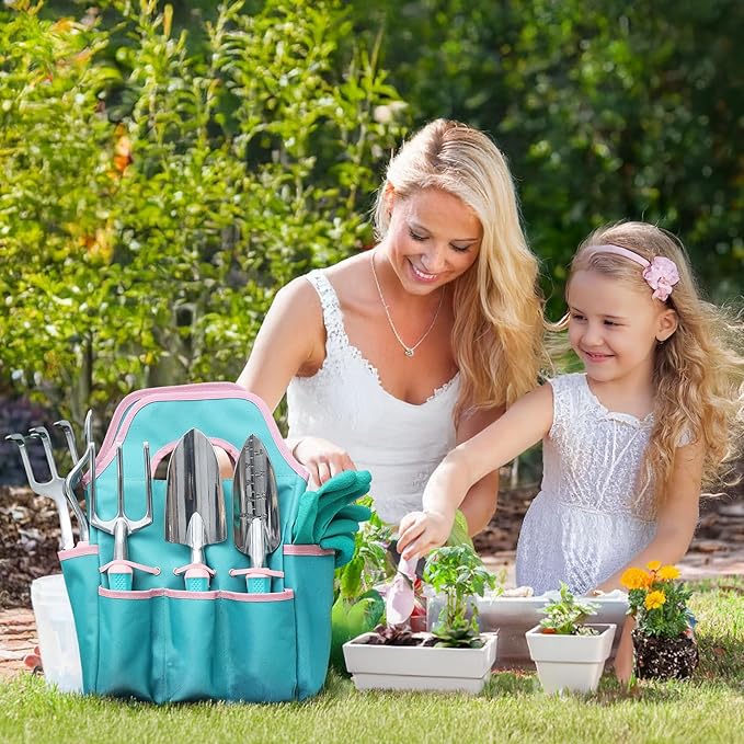 MelonArt Garden Tool Set,8 Pcs Gardening Hand Tool Starter Kit for Women Heavy Duty Outdoor Tool