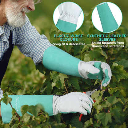 HANDLANDY Long Garden Gloves Thorn Proof for Women & Men, Rose Pruning Gauntlet Gloves, Best