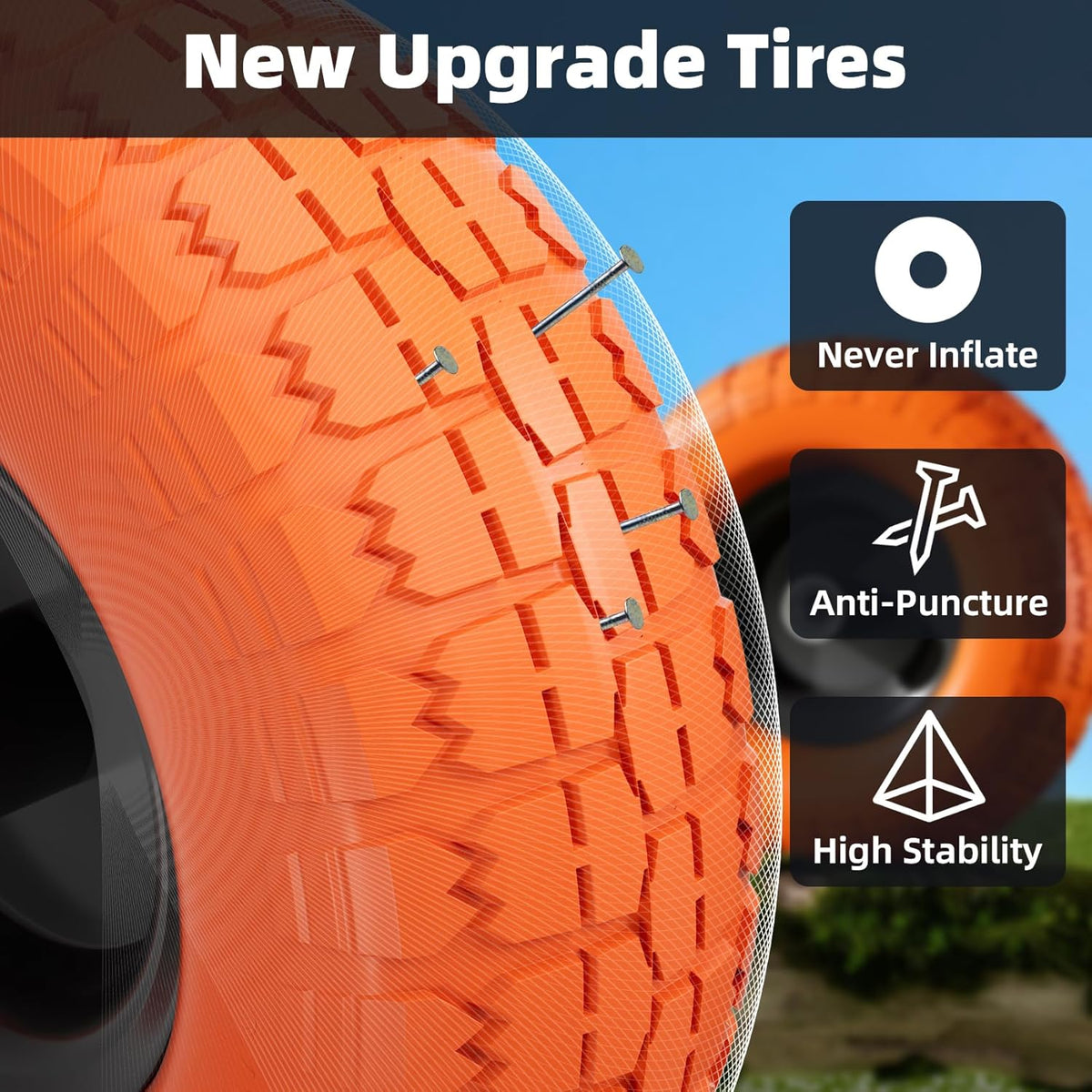 【UPGRADED】4.10 3.50-4 Tire and Wheel, 10 Inch Flat Free Tires 4 Pack with 5/8” Axle Bore Hole and