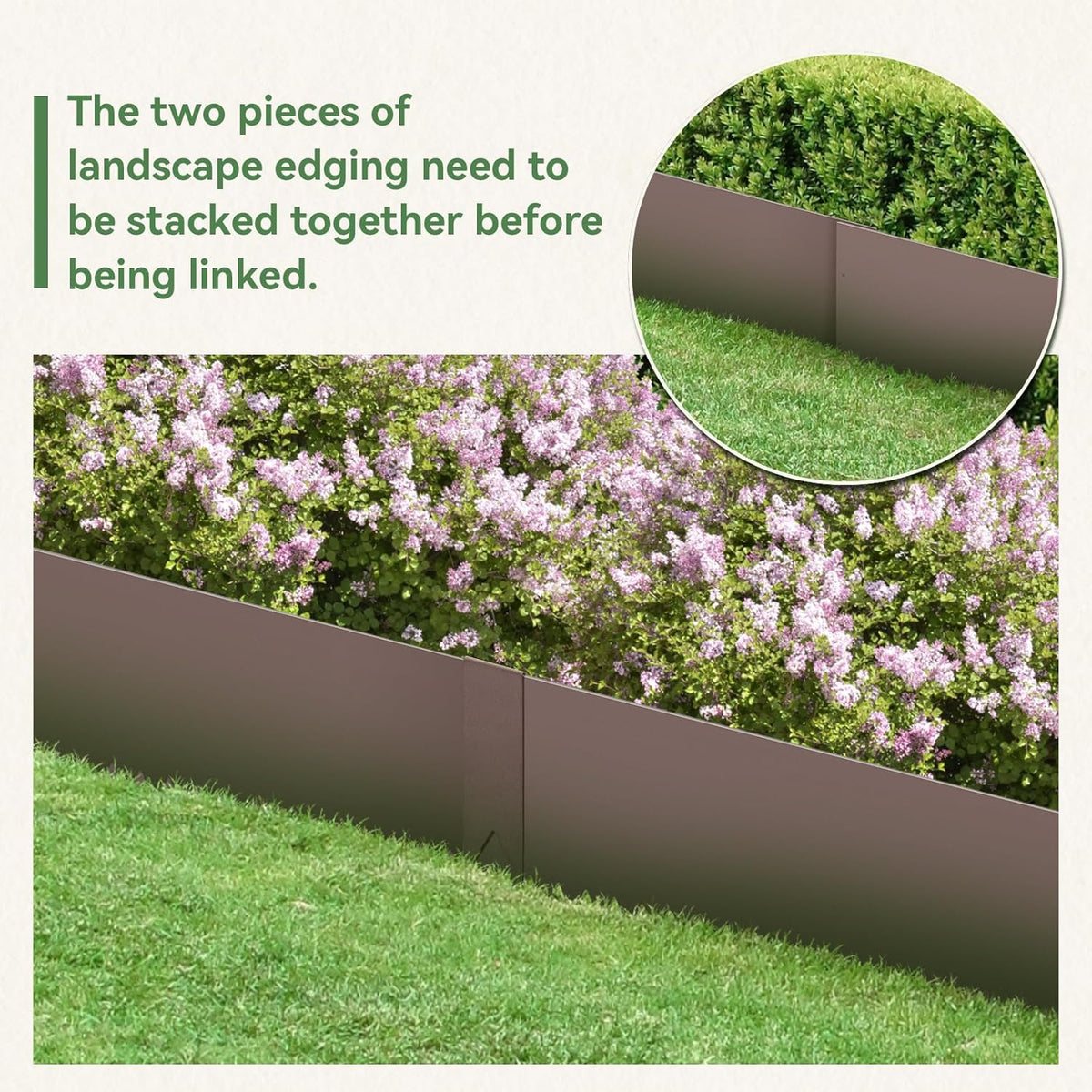 6PCS 40" L x 6" H Brown Landscape Edging - Each (20ft Total) Galvanized Steel Edge for Lawn Yard
