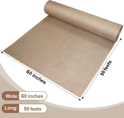 Garden Burlap Roll, 60" x 50 Feet Natural Jute Burlap Fabric Roll for Gardening Raised Bed