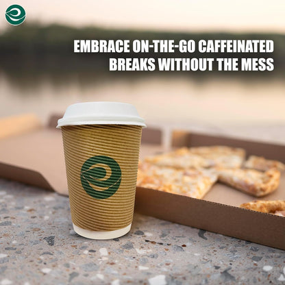 ECO SOUL 16oz Compostable Ripple Cups (50 Pack) – Biodegradable Paper Cups, Non-Toxic Disposable