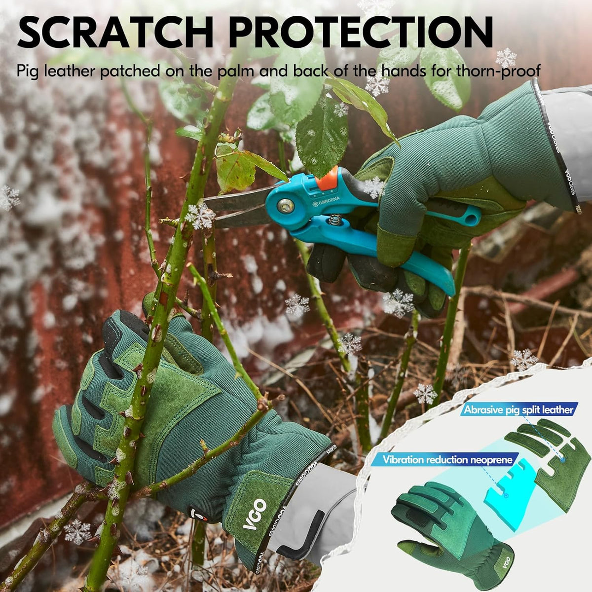 Vgo... Winter Gardening Gloves Women,Safety Work Gloves, Puncture-proof,Thornproof,Touchscreen(1