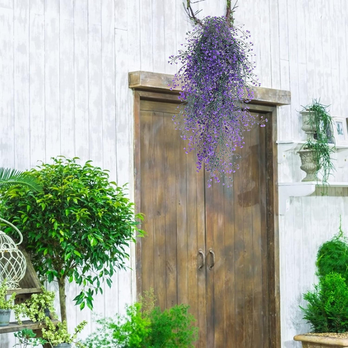 RECUTMS Vine Plant Fake 4 Pcs Ferns Plants Large Faux Artificial Hanging Plants Wall Plants Fake