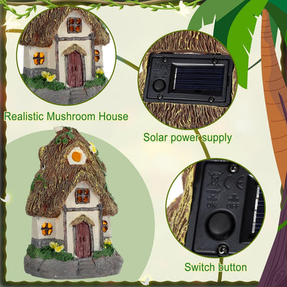 Leyndo 28 Pcs Solar House Garden Accessories Fairy Light up Fairy Figures Garden Kit Resin