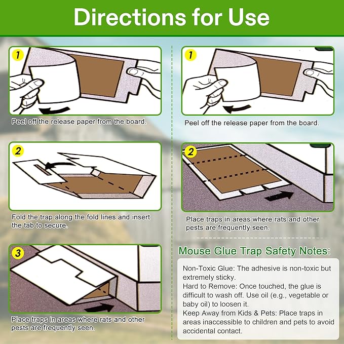 Qualirey 4 Pack Sticky Mouse Traps 8 x 14 Large Sticky Rat & Mouse Glue Boards for Inside Outside