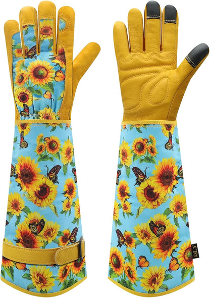 DLY Gardening Gloves for Women, Rose Gloves Gardening Thorn Proof, Long Garden Gloves for Women