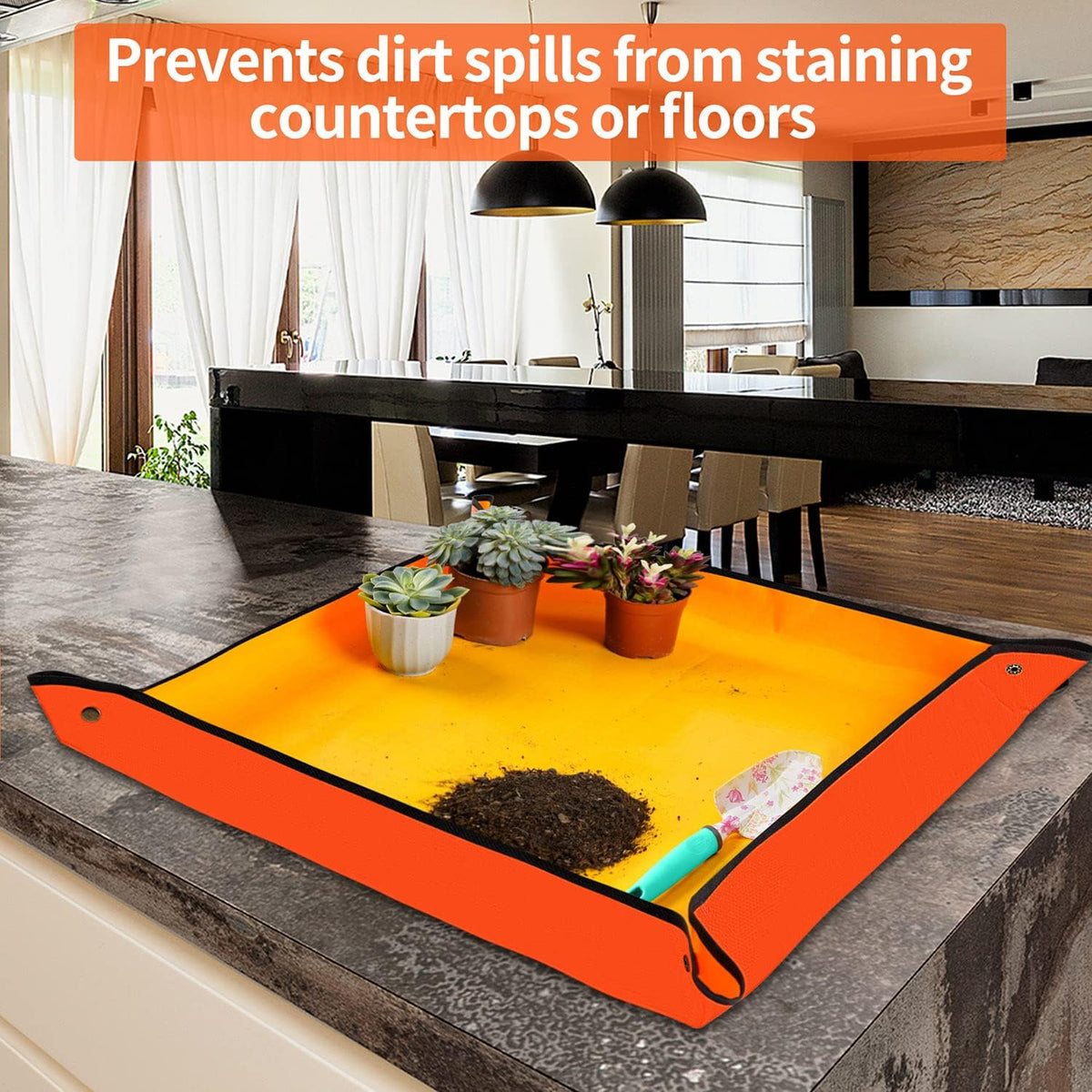 Repotting Mat for Indoor Plant Transplanting & Potting Soil Mess Control, 26.8" X 26.8" Portable