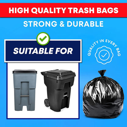 Tasker Contractor Garbage Bags 55 Gallon, 3 Mil Black Contractor Garbage Bag (50 Bags w/Ties) Large
