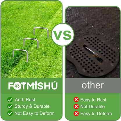 FOTMISHU Landscape Staples 6 Inch 80Pcs Garden Stakes, Galvanized Lawn Pins Spray Coating Yard