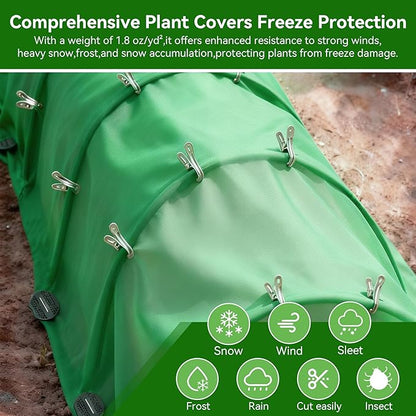 Plant Covers Freeze Protection kit，1.8 oz/yd²-10 ft x 33 ft Thickened Floating Row Cover for