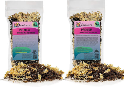 Gardenera Premium Orchid Mix by GARDENERA - 10 Quart - Fern + New Zealand Pine Bark + Sphagnum Moss