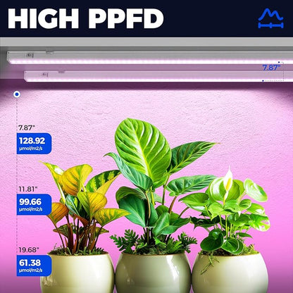 Barrina Grow Lights for Indoor Plants, Full Spectrum, 4ft 160W (8 x 20W), LED Grow Light Strip for