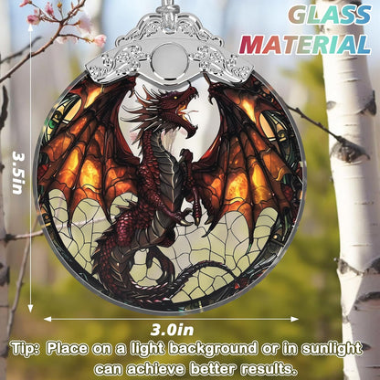 Stained Glass Flying Dragon Christmas Ornament - Holiday Home Decor - Tree Decoration - Gift