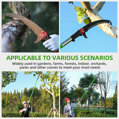 27FT Manual Pole Saw, Tree Branch Trimmer with 8-Section Fiberglass Handle, Sharp Steel Blade and