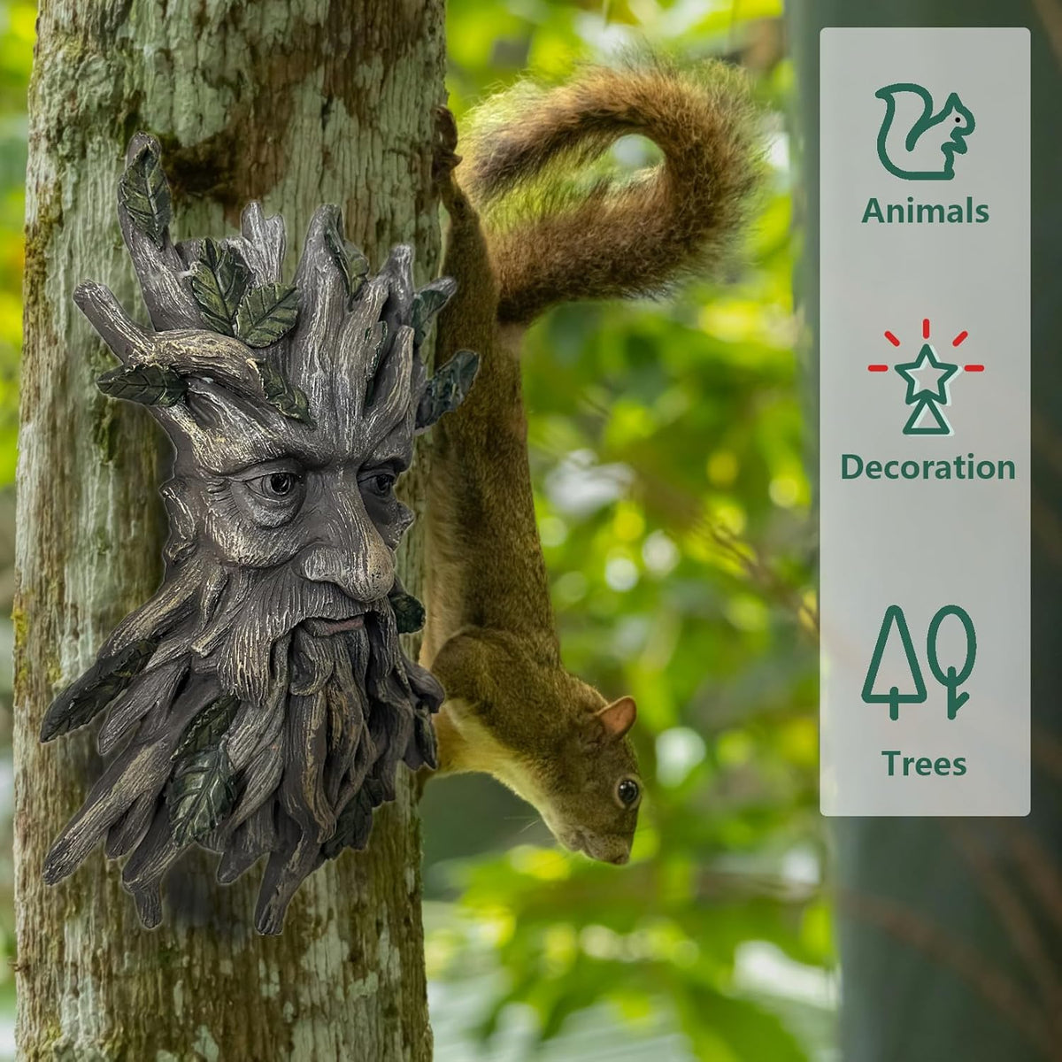 Tree Face Sculpture, Funny Greenery Old Man Tree Hugger Statue, Indoor & Outdoor Creative Props for