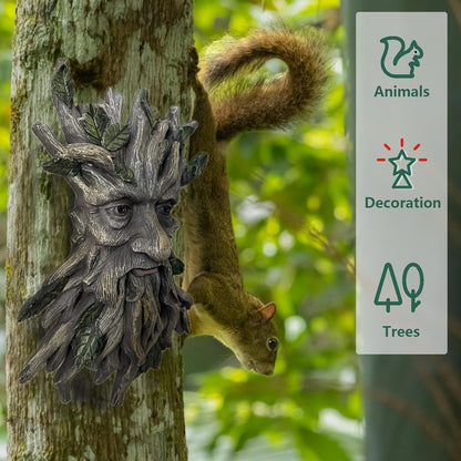 Tree Face Sculpture, Funny Greenery Old Man Tree Hugger Statue, Indoor & Outdoor Creative Props for