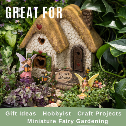 PRETMANNS Fairy House Kit - Fairy Garden Accessories for Outdoor Miniature Village Decor, with