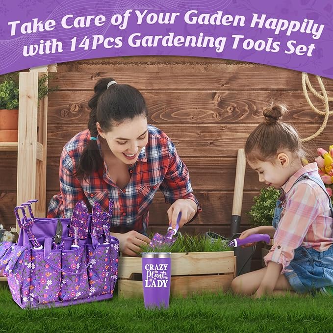 Gardening Gifts for Women, Gardening Tools for Women, 14 PCS Garden Tools Set Kit with Garden Tool