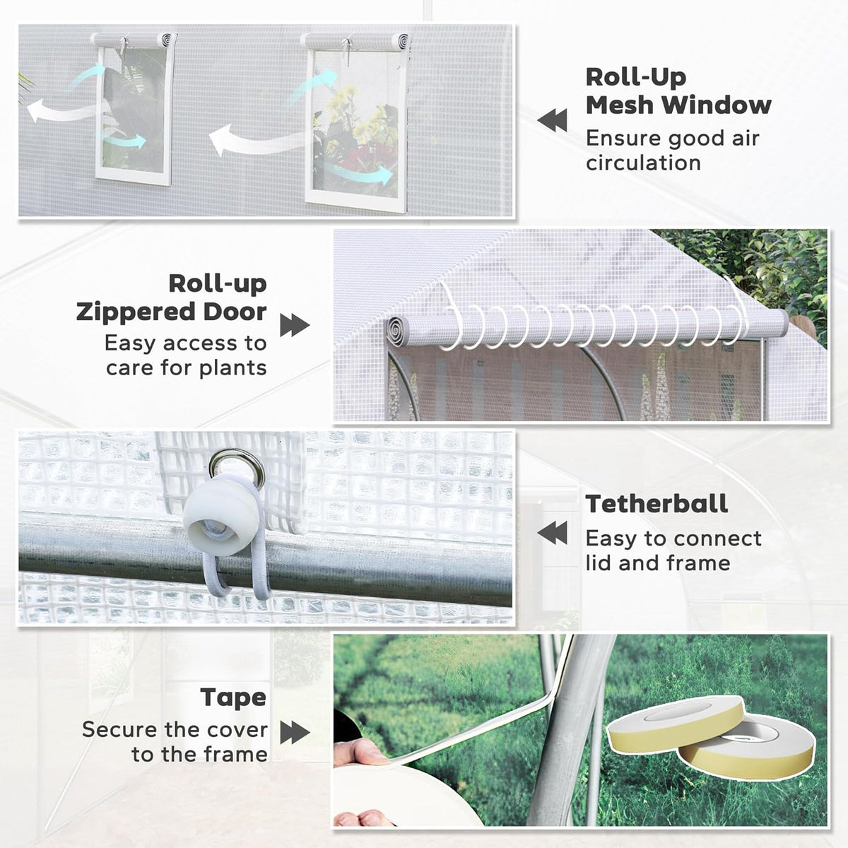 Outsunny 20' x 10' x 7' Outdoor Walk-in Greenhouse, Tunnel Green House with Roll-up Windows