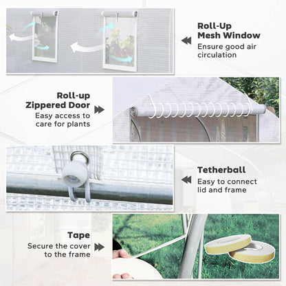 Outsunny 20' x 10' x 7' Outdoor Walk-in Greenhouse, Tunnel Green House with Roll-up Windows