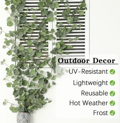 3 Strands Begonia Artificial Vines, 67" Silk Vine Garland with Green Leaves, Fake Hanging Plants