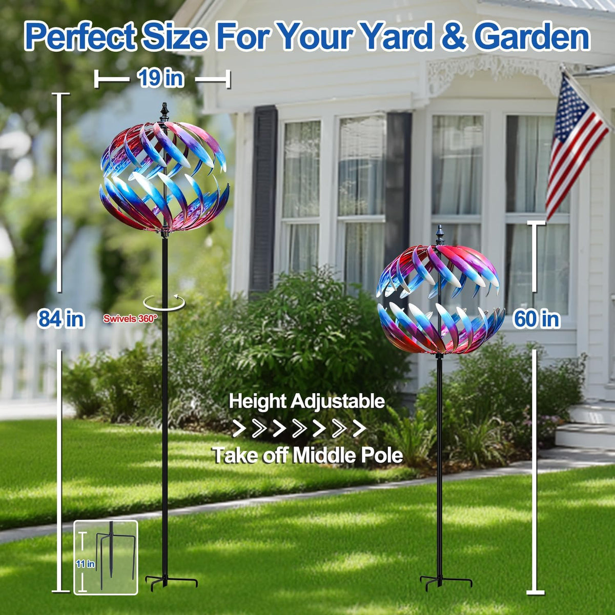 LimeHill Wind Spinners Outdoor, 84" Large Metal Wind Spinners for Yard and Garden, Wind Sculptures