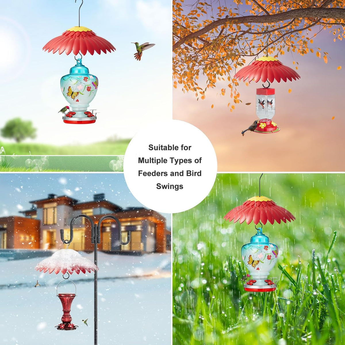 Bird Feeder Rain Cover Red Dome Baffle for Hummingbird Weather Guard Protective Feeders from Rain