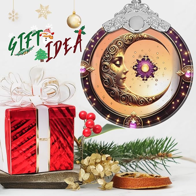 Sun and Moon Stained Glass Orament - Christmas Ornament - Christmas Decorations for Tree - Holiday