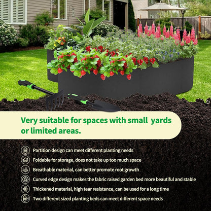 2 Pack Fabric Raised Garden Bed 6FTx3FTx1FT Plant Grow Bags Large Oval Garden Grow Bags Breathable