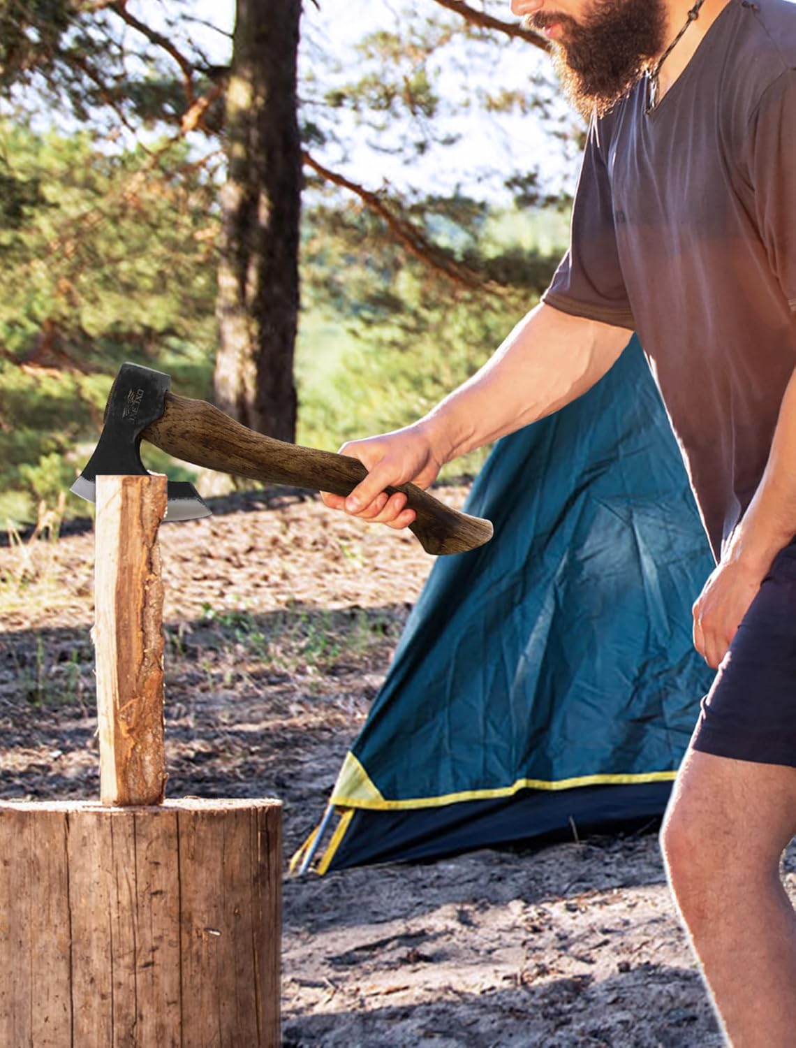 The Berserker - Camping Hatchet - Bushcraft Axe for Wood Chopping Carving- 15.7" Hand Axe with