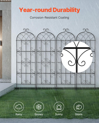 VEVOR 71 x 20 in, 4 Packs Rustproof Metal Garden Flower Trellis, Outdoor Climbing Rose & Cucumber
