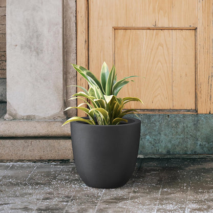Kante 14 Inch Dia Round Concrete Planter, Indoor Outdoor Large Plant Pot with Drainage Hole and