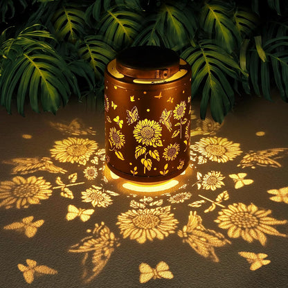 Solar Outdoor Lanterns, Butterflies Garden Decor LED Light Hanging Waterproof Metal Lanterns for