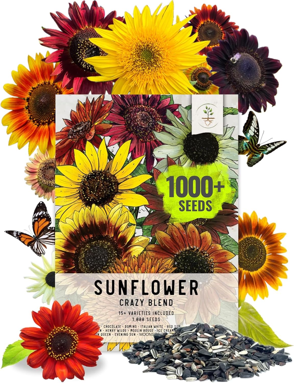 Seed Needs Sunflower Seeds for Planting The Original Crazy Blend | 1 Ounce 15+ Heirloom Varieties