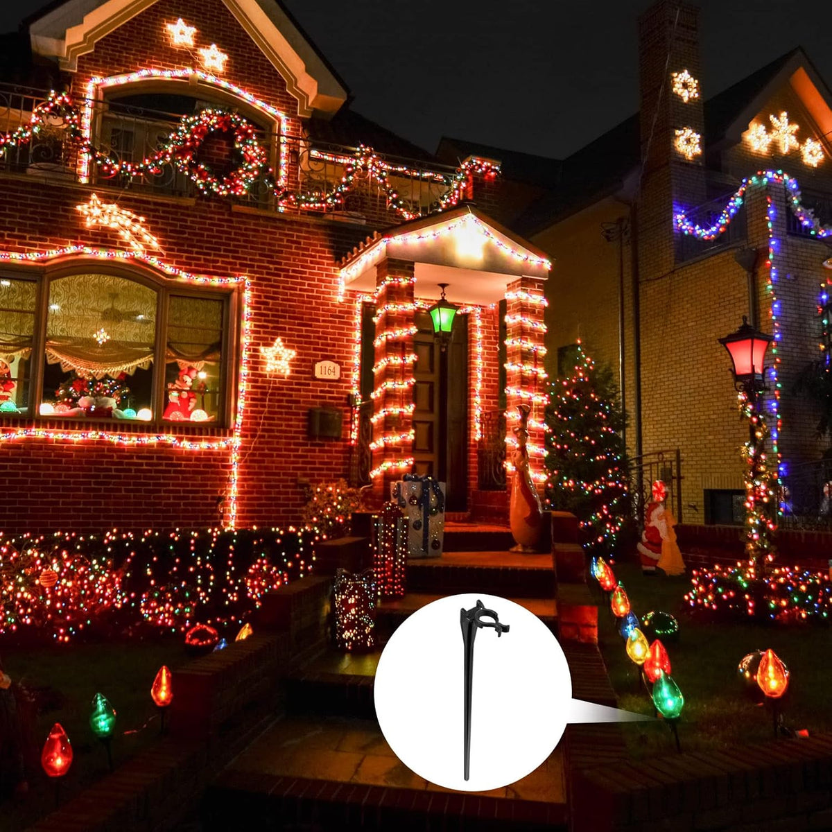 Jetec 60 Pieces Christmas Light Stakes Universal Yard Lawn Holiday 7.5 Inches Light Ground Stakes