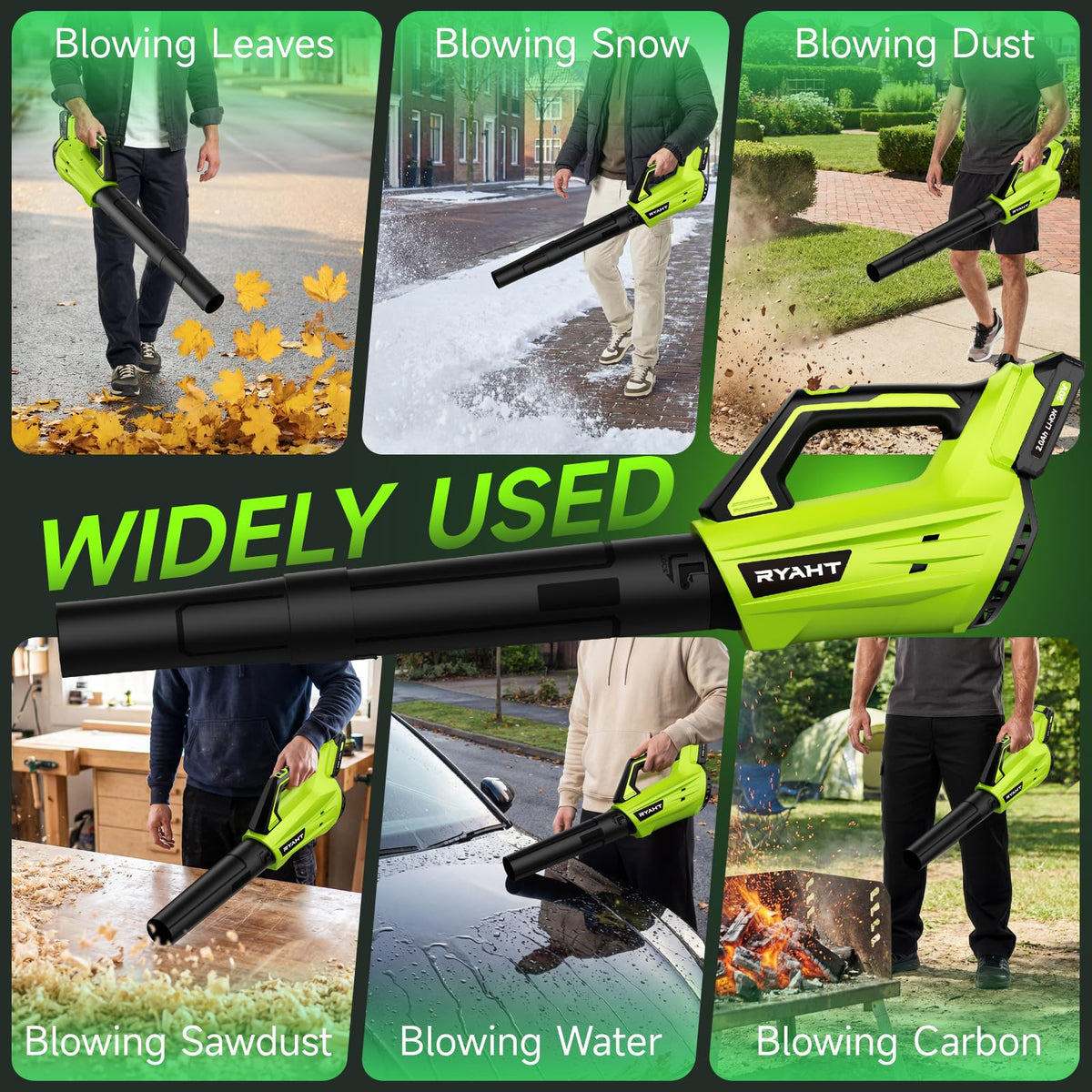 Leaf Blower Cordless, Leaf Blower with Battery and Charger - 2 Speed Modes, 2 Batteries, 20V