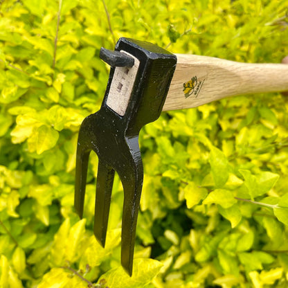 14 inch Japanese Hand Tiller/Rake for Garden, 3-tines Cultivator, Without Welding, Oak Handle, for
